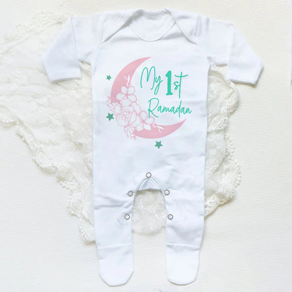 My First Ramadan Baby Babygrow Sleepsuit Long Sleeve Infant Boy Girl Sleepsuit Print Crew Neck Romper 1st Ramadan Babys Clothes