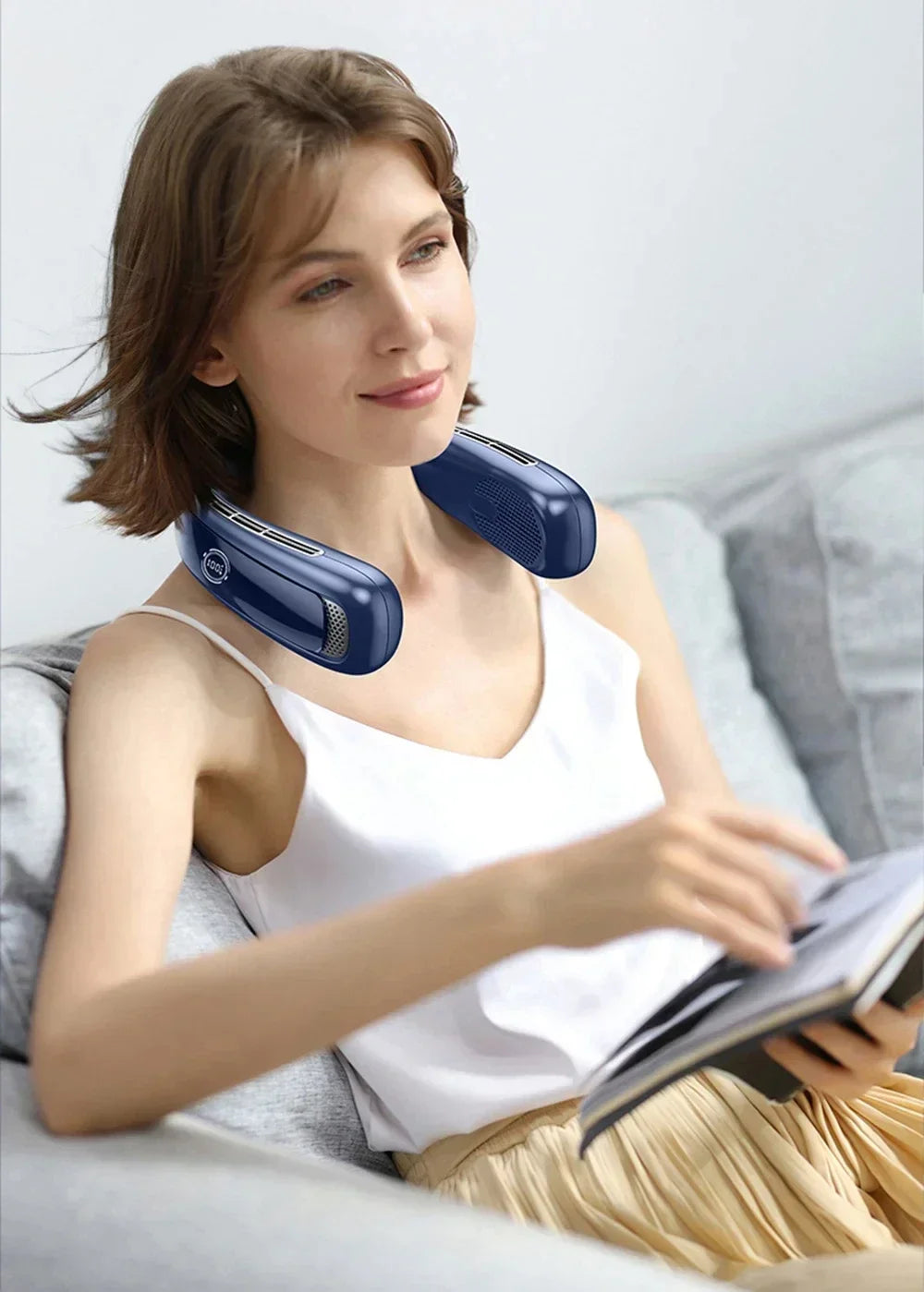 15000mah Portable Neck Fan Smart Digital Display USB Rechargeable Outdoors Bladeless Silent Cooling Neck Fan For Summer Sport