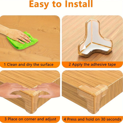 10 Transparent Silicone Corner Protectors, Strong Adhesive T-Shaped Furniture Protectors, Suitable for Protecting Hard Floors of