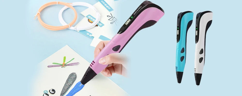 3D Printing Pen 9/50/100/200M PLA Filament LED Display With PU Case DIY Drawing Pens Stimulate Creativity Kids Toys 3D Pen