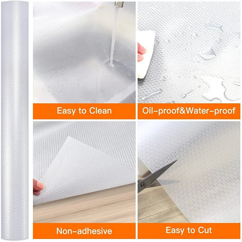 Reusable Drawer Liners Washable Dustproof and Non-slip Placemats Kitchen Cabinet Mats Refrigerator Non-slip Liners Shelf Paper