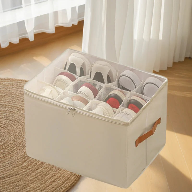 Foldable  Shoe Organizer with Lid Dustproof Storage Box for Shoes Clothes Accessories Home Organization Box