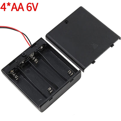 1/2/3/4 Slot AA Battery Holder,1.5V/3V/4.5V/6V AA Battery Box with Leads Wires ON/Off Switch and Screw Cap Case Back Cover