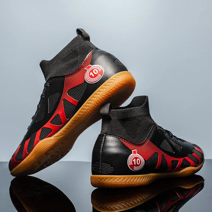 Men's Sports IC Indoor Flat Bottomed Football Shoes Adult High-Tops Wear Resisting Training Shoes Teenagers Non Slip Shoes