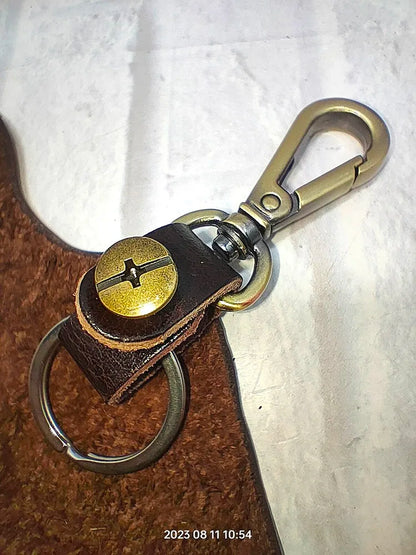 blongk Car Key Case on Waist Small Key Pouch Genuine Leather Key Organizer Key Bag Mini Car Key Holder Men Women 1608