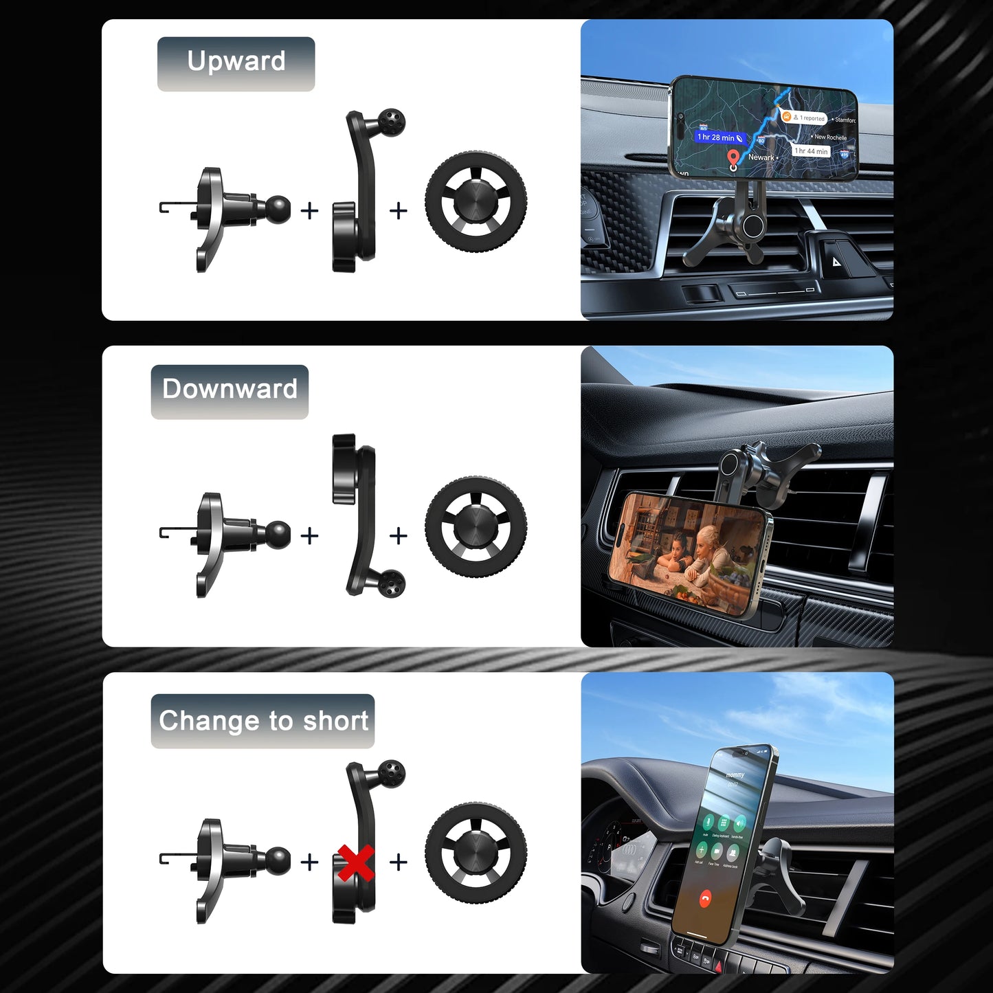 Fits for MagSafe Car Mount, [20 Strong Magnets] Magnetic Car Phone Holder Mount, [Easily Install&Never Blocking Vent] Magnetic