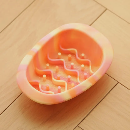 Slow Feeder Bowl for Dogs & Cats - Non-slip Silicone Pet Food Dish with Egg Design for Small Dogs & Kittens