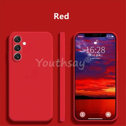 For Samsung Galaxy A55 5G Liquid Silicone Case Samsung Galaxy A55 Cover Funda Coque Soft TPU Phone Bumper Samsung Galaxy A55