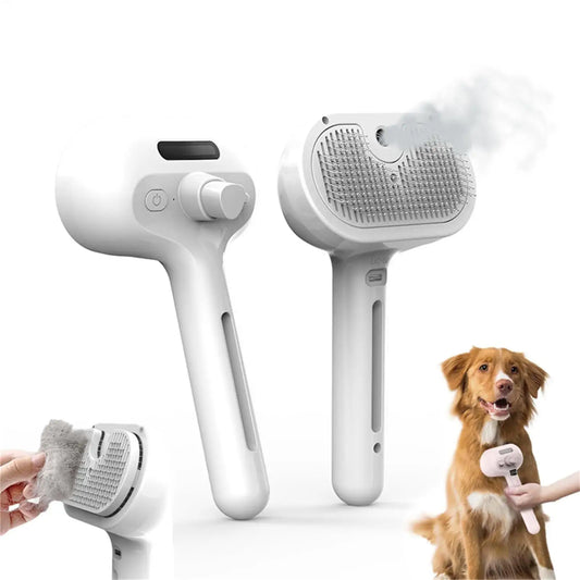 Pet Hair Remover Spray Grooming Comb Cats Dogs Floating Hair Removal Steam Cleaning Brush Dematting Water Mist Humidifier Comb