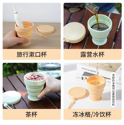Collapsible Travel Cup Portable Folding Water Bottle for Camping, Hiking & Outdoor Activities, Space-Saving Silicone Drinkware