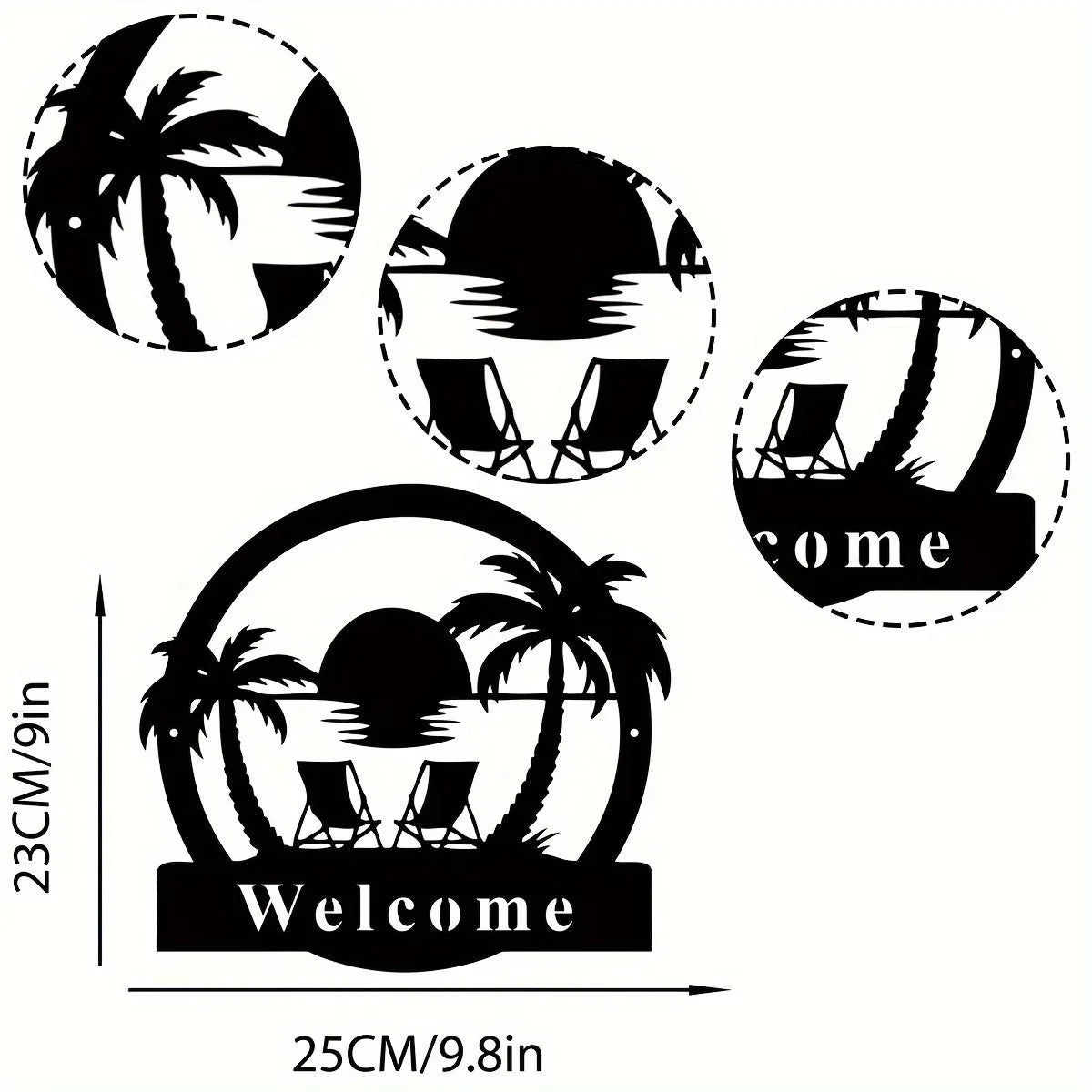 Outdoor Palm Trees Metal Sign, Metal Palm Trees Sign, Porch Decor, Family Sign for Front Door Backyard Sign Palm Tree Pool Sign