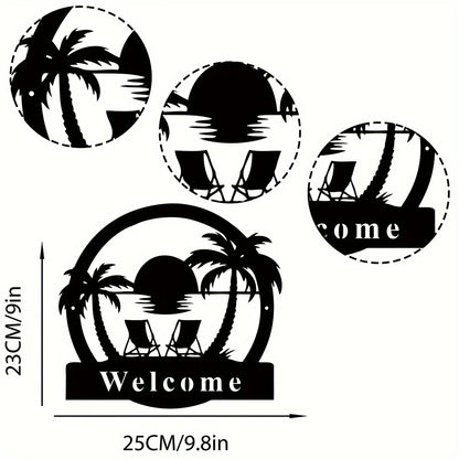 Outdoor Palm Trees Metal Sign, Metal Palm Trees Sign, Porch Decor, Family Sign for Front Door Backyard Sign Palm Tree Pool Sign