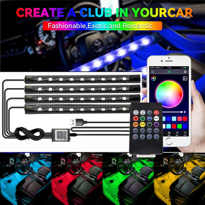LED Car Interior Decorative Lamp Strips Atmosphere Lamp Cold Light Decorative Dashboard Console Auto RGB Ambient Decorative Lamp