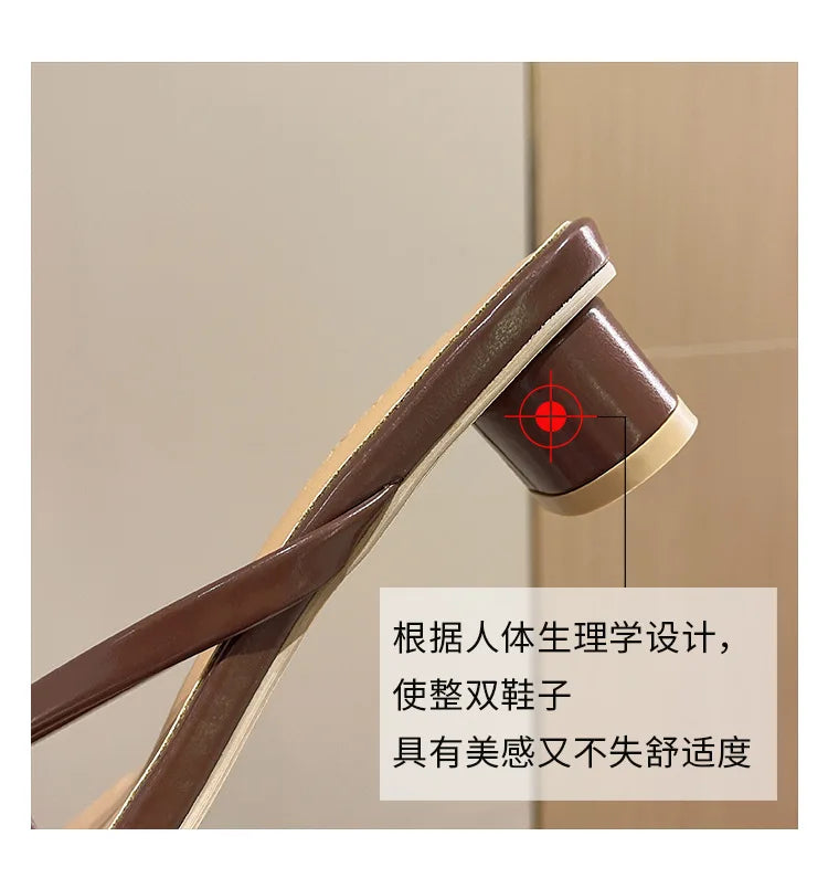 Flip-flops, Women Wear 2024 New Summer Half - Toe Sandals, Fashion Casual Mid-heel Chunky Sandals, Women's Shoes