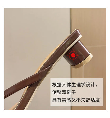 Flip-flops, Women Wear 2024 New Summer Half - Toe Sandals, Fashion Casual Mid-heel Chunky Sandals, Women's Shoes