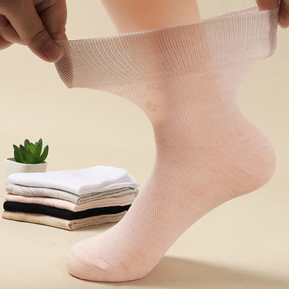 5Pairs Comfortable and Supportive Diabetic Socks for Men and Women Moisture wicking Cotton Fabric Non-binding Top Business Socks