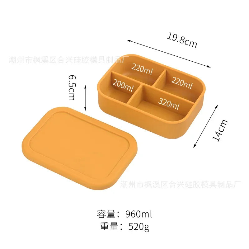 Silicone Dinner Plate Solid Food Container Storage Container For Cereals Keep Fresh Snack Box Lunch Box With Lid For Children