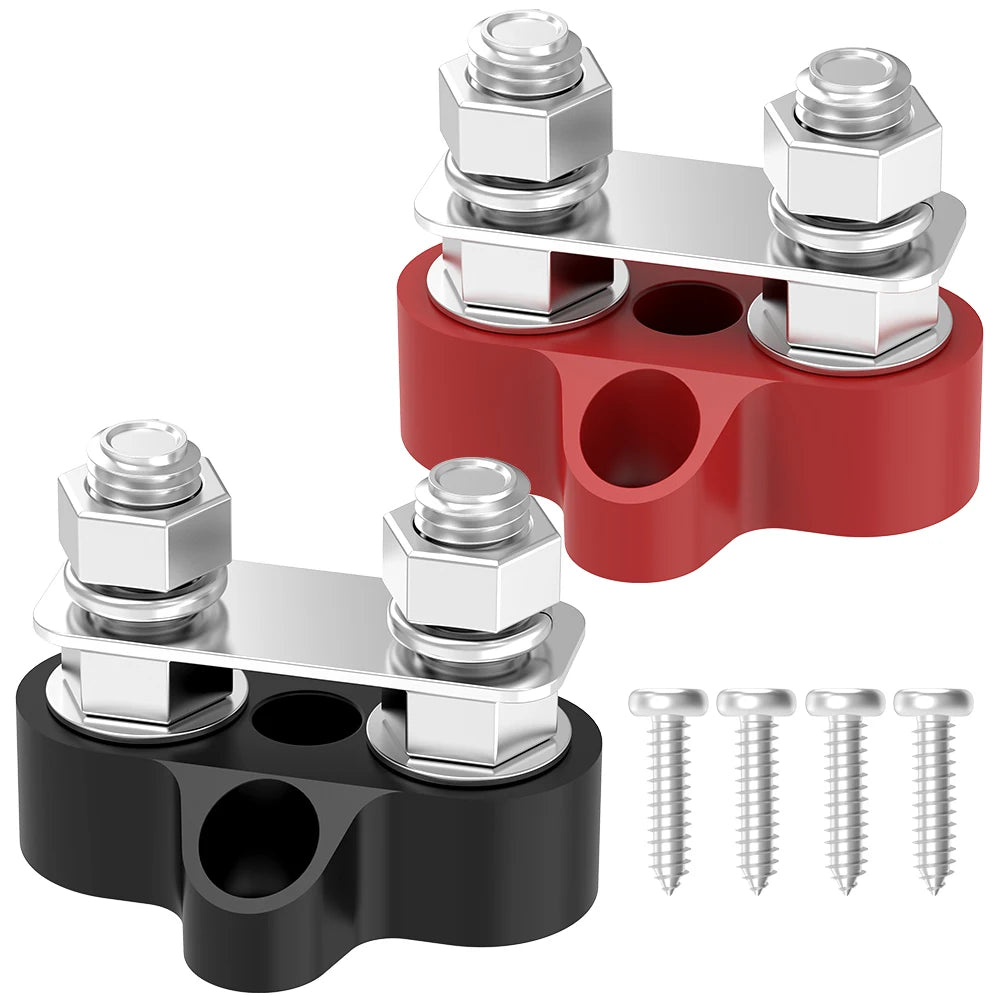 Bus Bar 12V 200A Battery Power Distribution Block 5/16" Dual Studs Terminal Block Busbar Junction Block for Auto Car Marine Boat