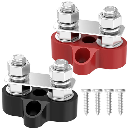 Bus Bar 12V 200A Battery Power Distribution Block 5/16" Dual Studs Terminal Block Busbar Junction Block for Auto Car Marine Boat