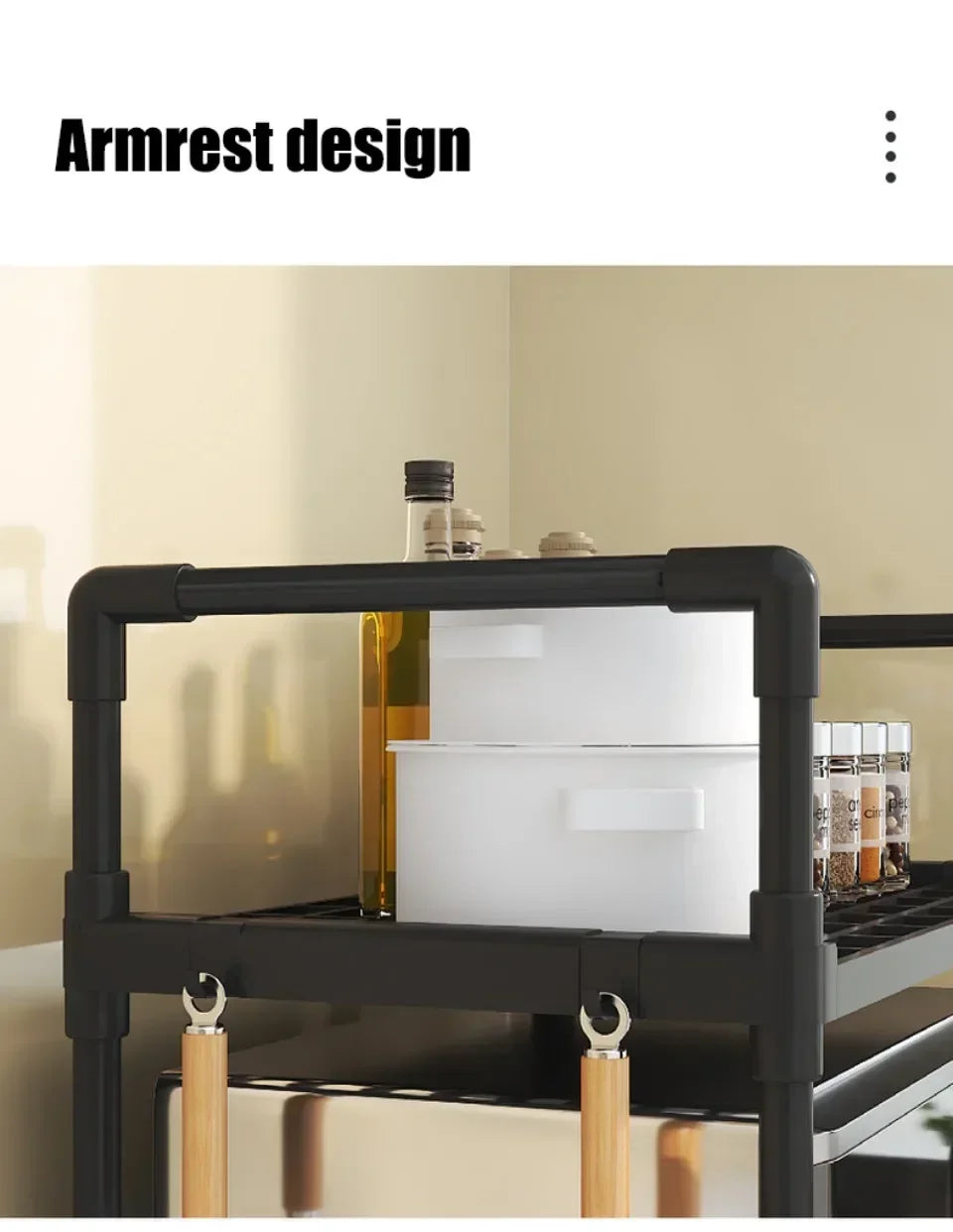 Kitchen Elevated Design Seasoning Rack Microwave Storage RackBilayer Oven Modern Minimalism Kitchen Accessories Organizer