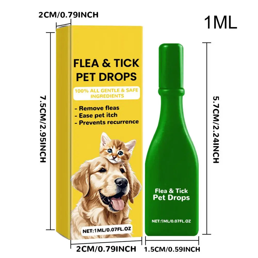1ml Pet External Drops Tick Spray Fast-Acting Lice Remove Anti Flea Drops Tick Liquid Long Lasting Natural Pet Care Spray