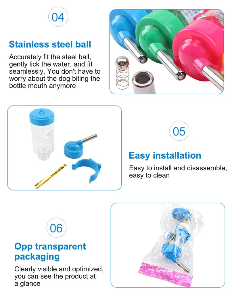 Pet Hamster Cat Drinker Kitten Water Bottle Dispenser Feeder Hanging Dog Guinea Pig Squirrel Rabbit Drinking Head Pipe Fountain