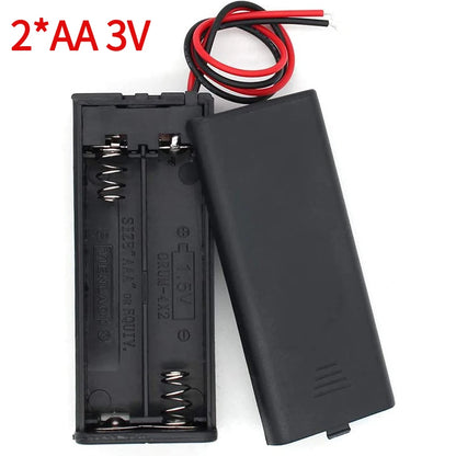 1/2/3/4 Slot AA Battery Holder,1.5V/3V/4.5V/6V AA Battery Box with Leads Wires ON/Off Switch and Screw Cap Case Back Cover