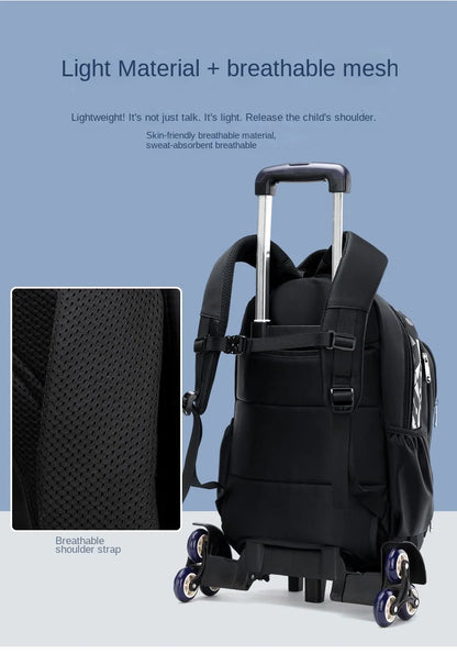 School Rolling Backpacks School bags for Boys Trolley bag with Wheels Waterproof Orthopedic School Bag Student Wheeled Backpack