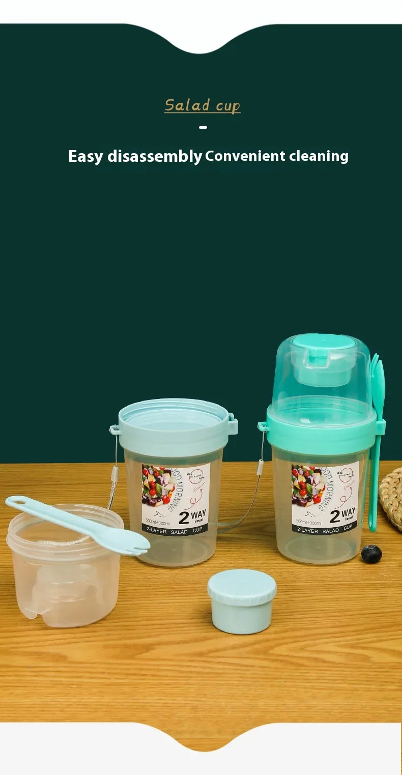 Breakfast On The Go Cups, Salad Cup To Go, Take And Go Yogurt Cereal Overnight Oats Snack Parfait Containers & Salad Dressing Ho