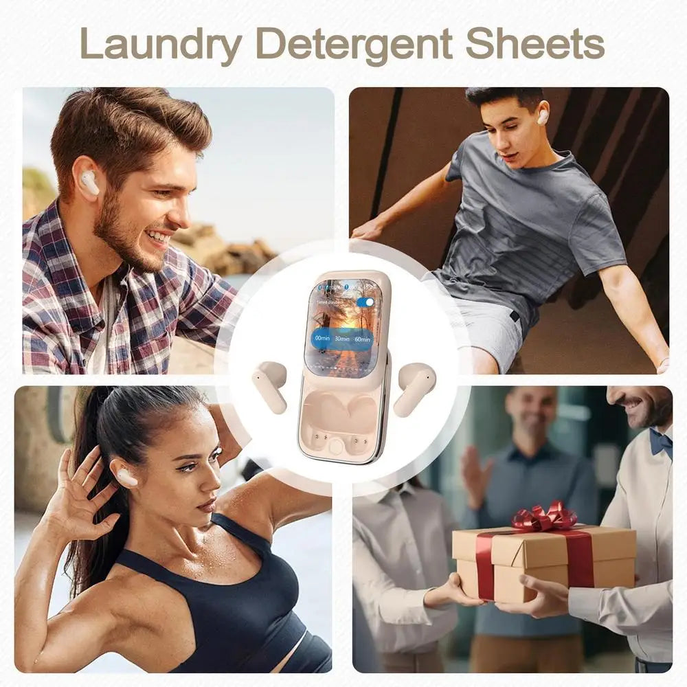 Wireless Ear Buds In-Ear Headphones Wireless Earbuds Slider Earphones Cordless Earbuds Full Color Touchscreen Ear Buds In-Ear