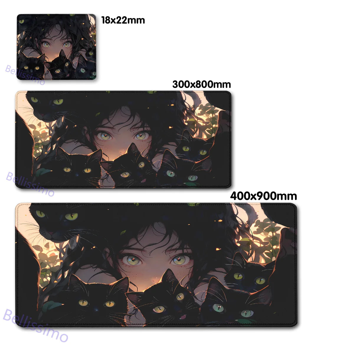 Black Cat and Girl Fast Keyboard pad lock-edge Extended teclado mousepad kawaii Purple Office desktop protection mouse pad XXL