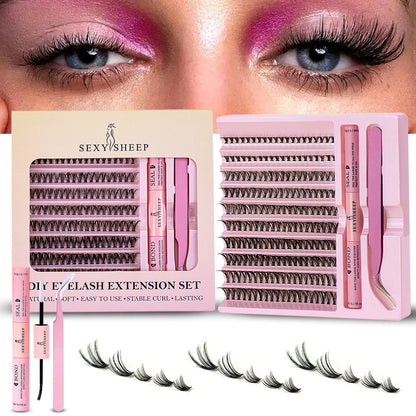 DIY eyelash set 200 eyelash clusters 30D 40D 50D eyelash extension makeup tool with glue and tweezers