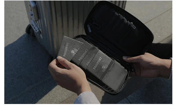 Travel Passport Wallet Organizer Bag with Card Holder Document Case for Family Crossbody Ticket Cash Storage Bag for Abroad Trip