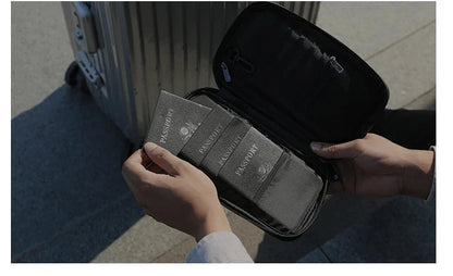 Travel Passport Wallet Organizer Bag with Card Holder Document Case for Family Crossbody Ticket Cash Storage Bag for Abroad Trip