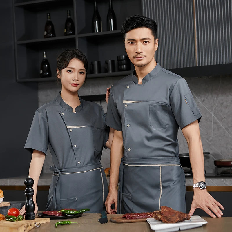 Kitchen Chef Shirts Cook Wear Hotel  Uniform Catering Cooking Clothes Chef Coat Jacket Professional Kitchen Costume Designer