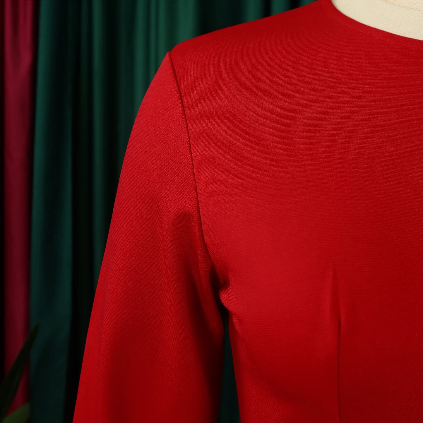 Elegant Office Dresses for Woman O Neck Full Sleeve Sheath Ruffles Package Hips Mid Calf Professional Business Work Dress Midi