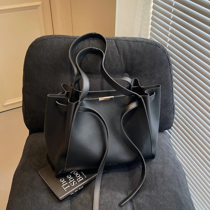 Big Shoulder Hand Commuting Bags for Women Large Capacity Drawstring Bucket Shopping Totes Top-Handle Bag 2025 Latest Handbags