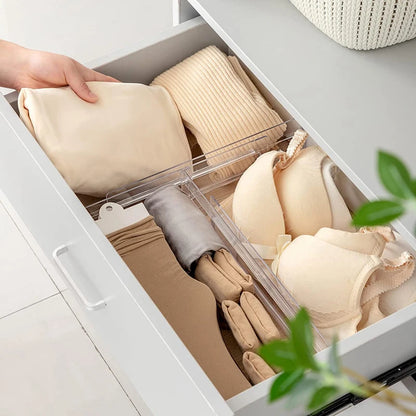 Multi-Pack Transparent Drawer Divider Adjustable Expandable Drawer Divider, Suable for Clothing, Kitchen Utensils and Office