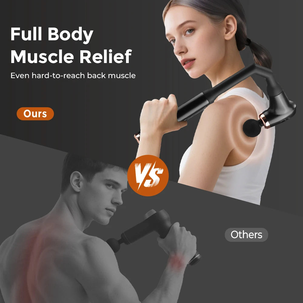 Portable Fascia Gun Full Body Muscle Relaxation Massage Gun with Extended Handle U-Shaped Home Hammer Massager For Back Shoulder
