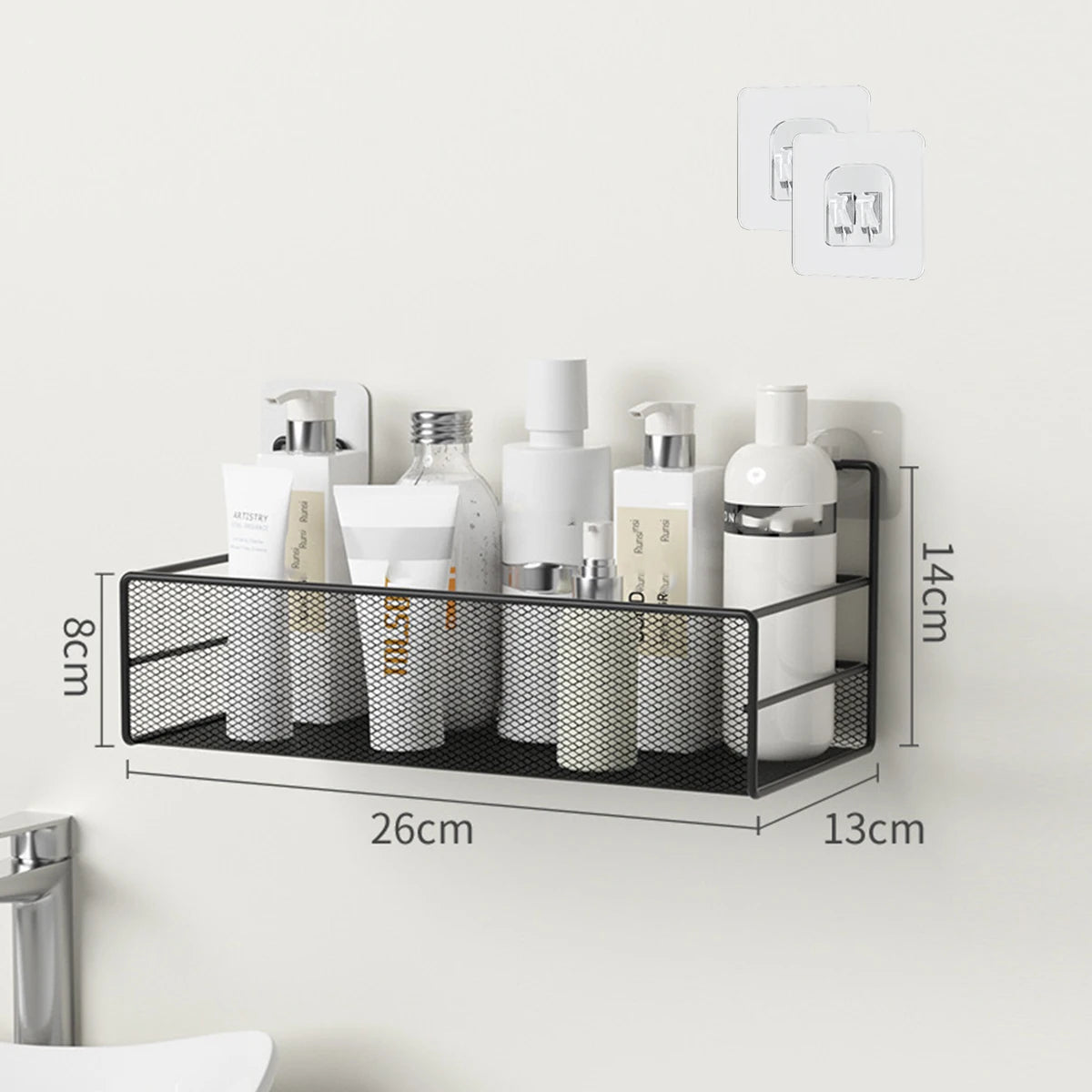 Wall-Mount Bathroom Shelf Shower Shampoo Rack Toilet Accessories Kitchen Free Punch Condiment Storage Basket Bathroom Organizer