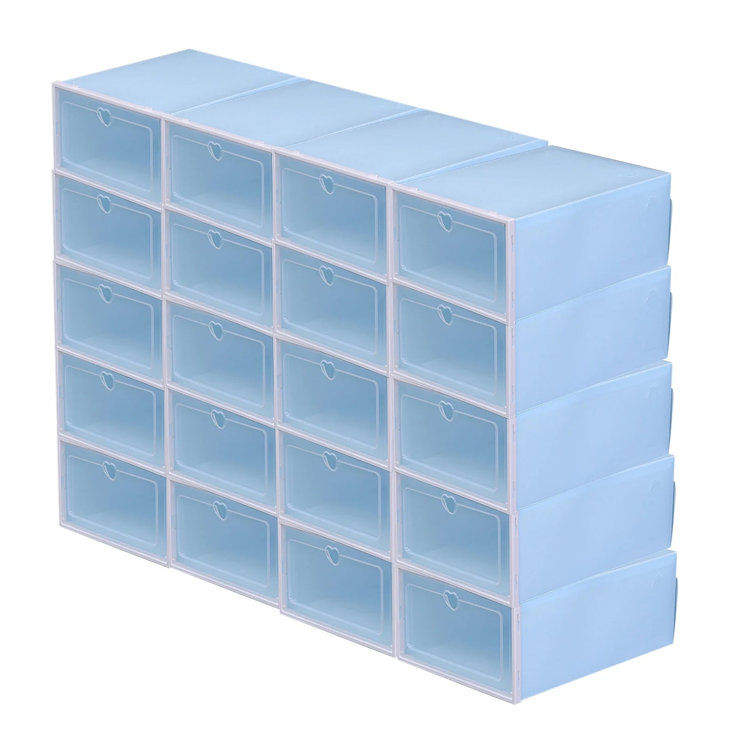 20Pcs Foldable Shoe Storage Boxes with Lids Transparent Stackable Containers Drawer Style PP Plastic Shoe Organizers