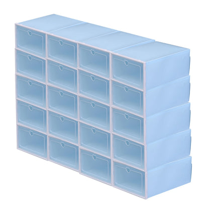 20Pcs Foldable Shoe Storage Boxes with Lids Transparent Stackable Containers Drawer Style PP Plastic Shoe Organizers