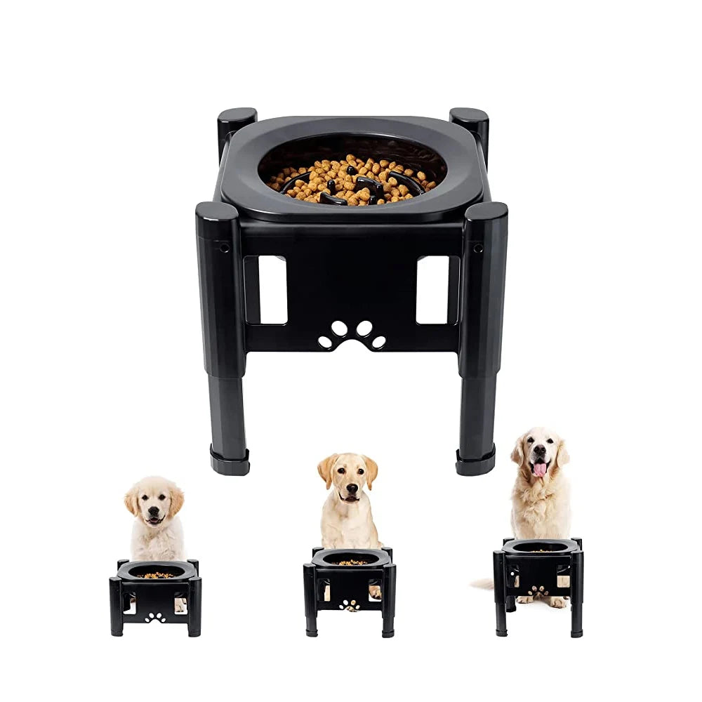 Height Adjustable Dog Bowls No Spill Raised Pet Elevated Water Bowl Non-Slip Puppy Cat Slow Water Feeder 2.2L/75oz
