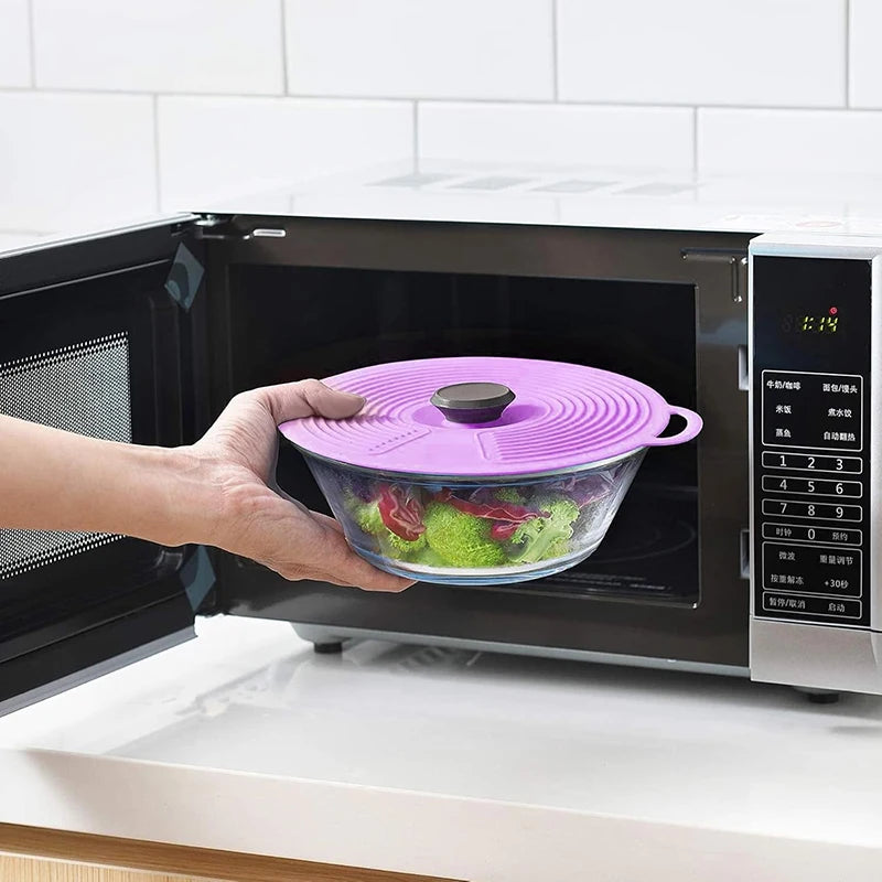 Silicone Lids for Bowl Reusable Sealed Suction Lids Fits Cups Bowls Plates Pots Pans Food Storage Microwave Cover Kitchen Gadget