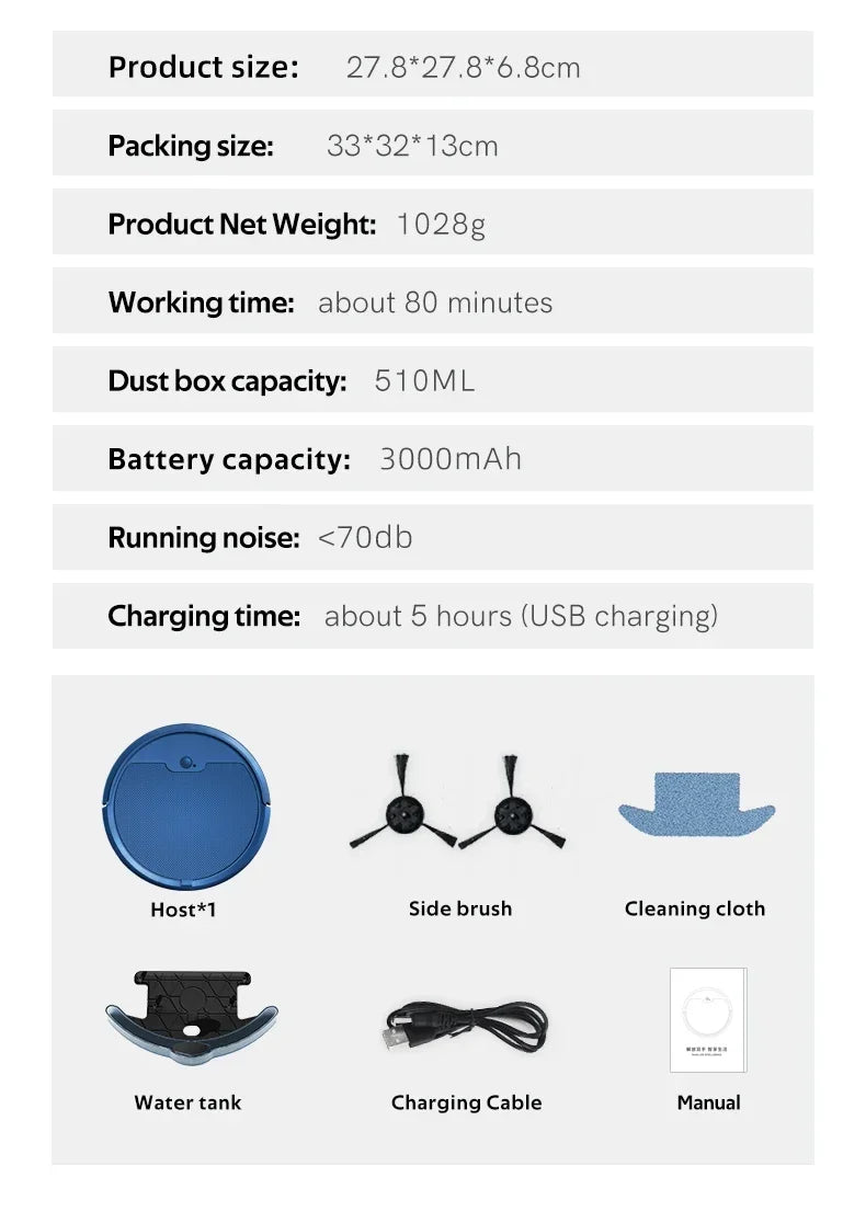 Automatic Sweeping Robot Vacuum Cleaner APP Control Water Tank Sweep and Wet Mopping Vacuum Clean For VIP Customers DropShipping