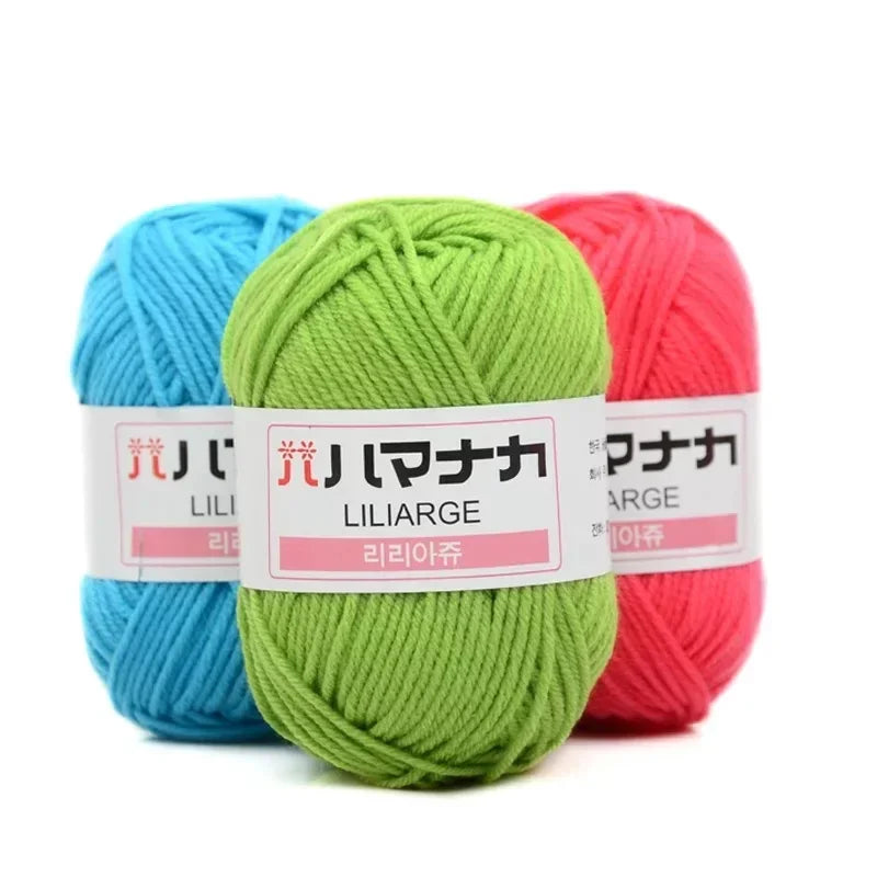 Multi-purpose 25g/ball Milk Cotton Yarn for DIY, Handmade Crafts, Amigurumi, Hats, and Bags