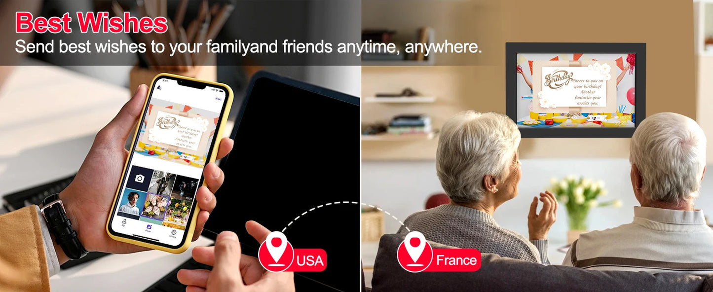 WiFi Digital Photo Frame 10.1 Inch 32GB Smart Digital Picture Frame with 1280x800 IPS HD Touch Screen Digital Frame Gift