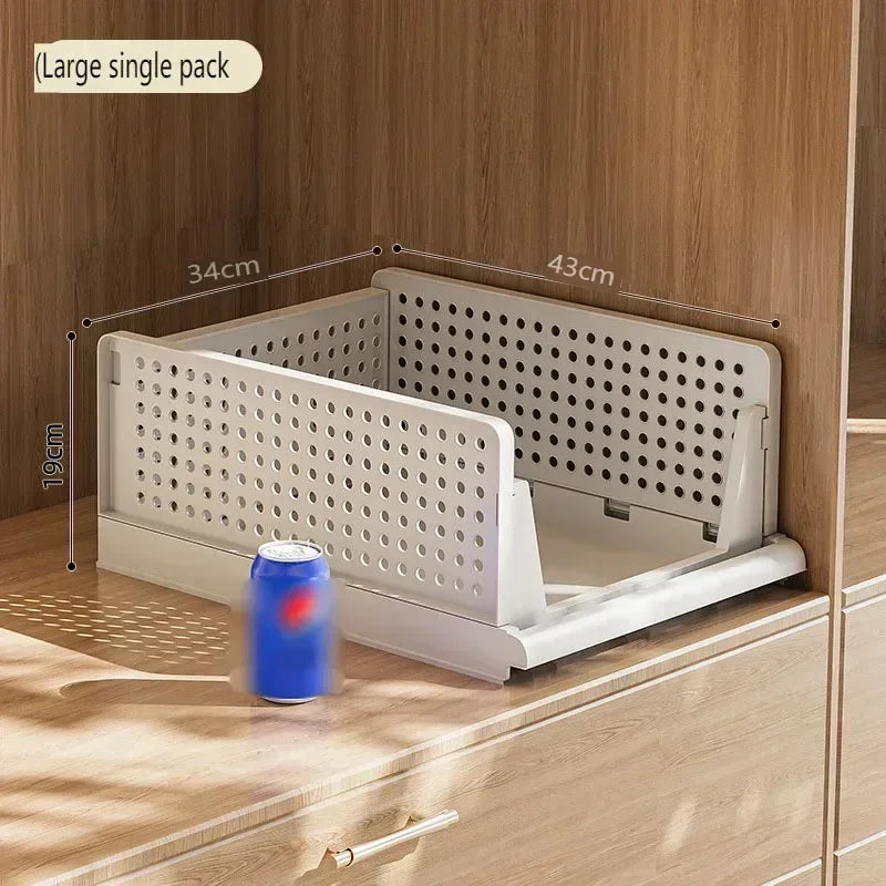 Stackable Clothes Storage Drawer Folding Plastic Organizer High-capacity Layered Partition Clothes Basket Household Storage Box