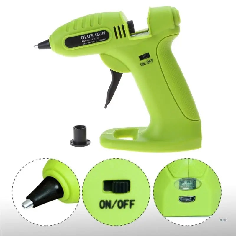 Hot GlueGun, Cordless GlueGun, Wireless Mini with 40 GlueSticks, 7mm & 6 Silicone Finger Sleeves for School, DIY