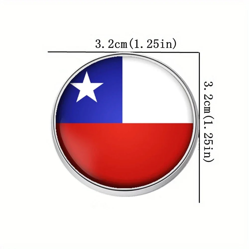 Chile Flag Fridge Magnets 32mm - 3D Resin Magnetic Souvenir Stickers Tourist Gift for Refrigerator Car Laptop Travel Accessories